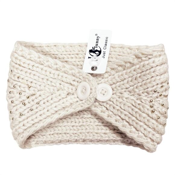 JC SUNNY NWT Red Rose Knit Headband Earwarmer w/ Gold Buttons - Picture 4 of 6